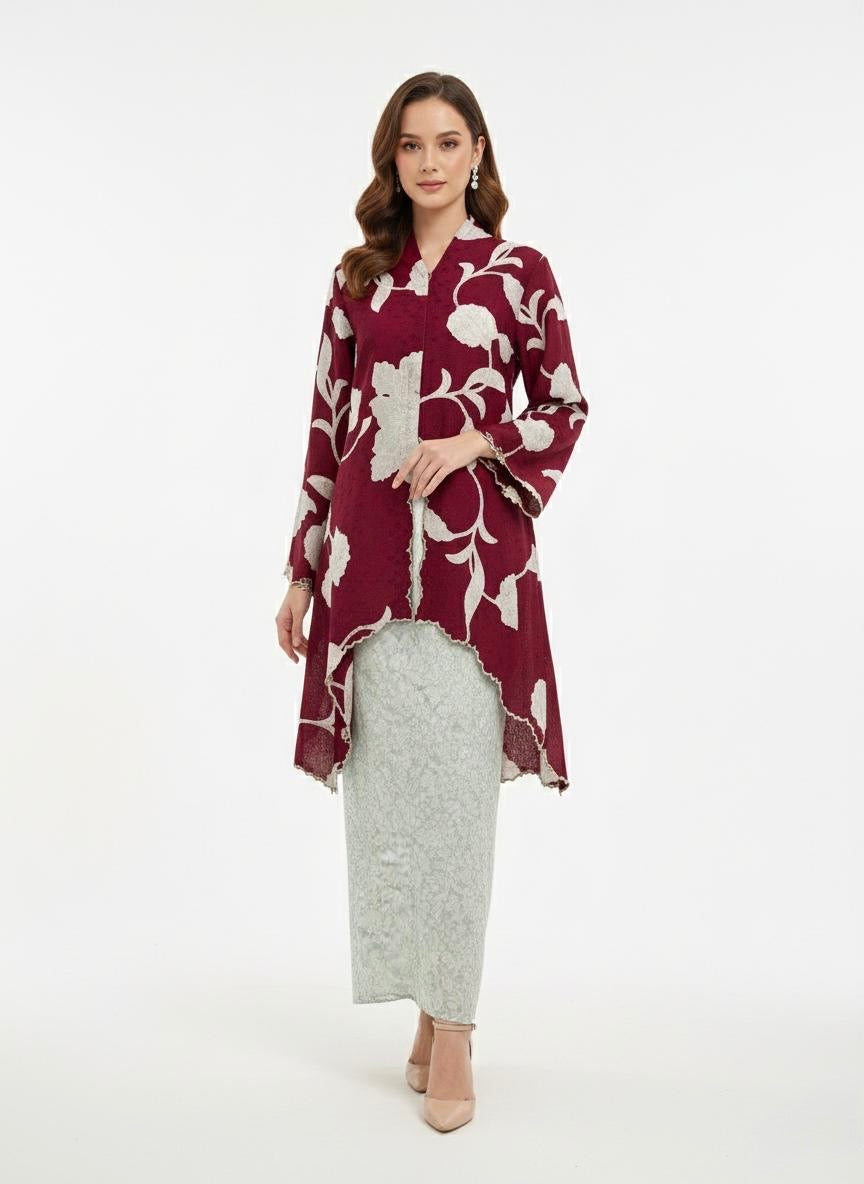 Kebaya Lea (Maroon Mint)